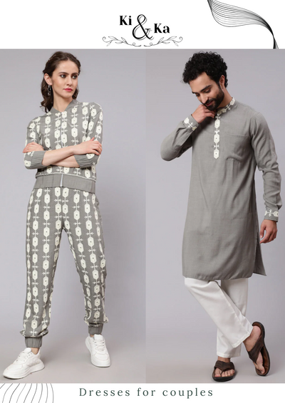 Grey Embroidered Couple Combo