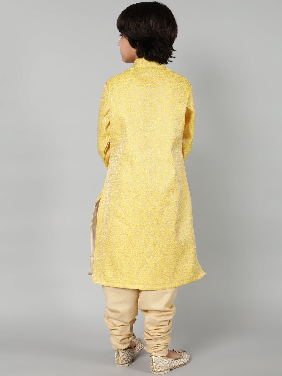 Yellow Brocade Sherwani Set