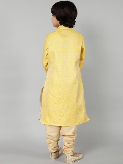 Yellow Brocade Sherwani Set