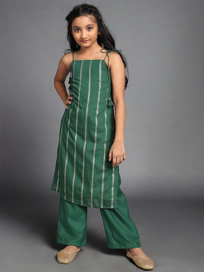 Emerald Green Sharara Suit Set Mother Daughter Combo