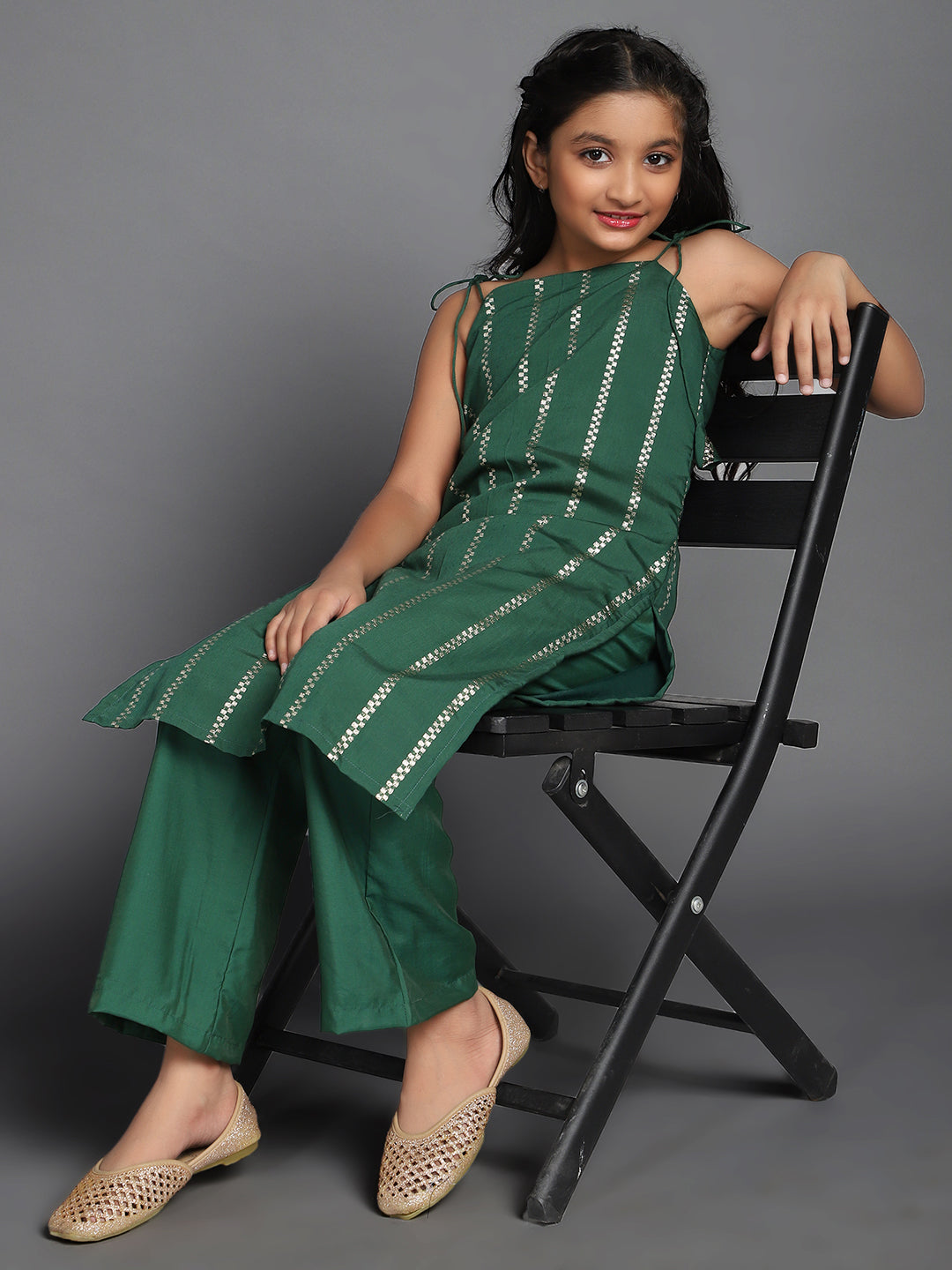 Emerald Green Sharara Suit Set Mother Daughter Combo