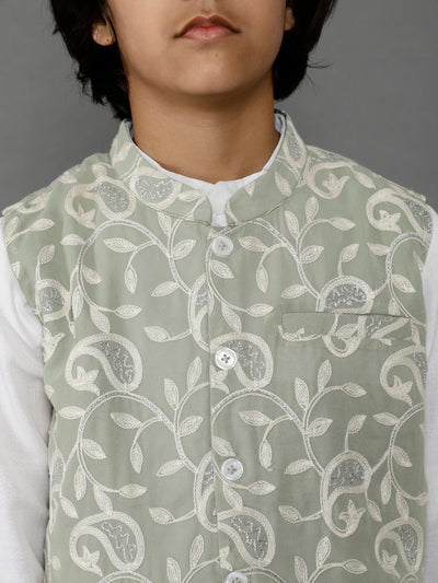Green Embroidered Sibling Combo