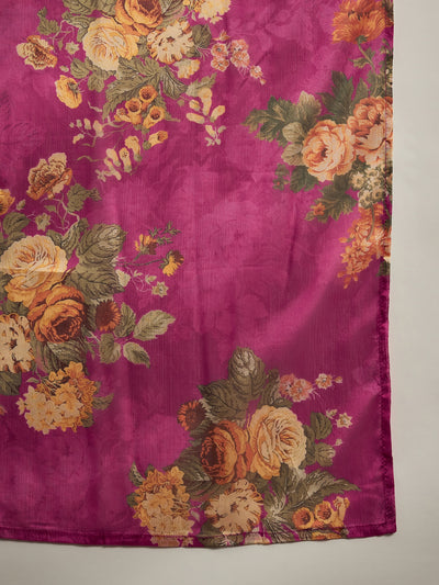 Pink Floral Print Kurta Palazzo With Dupatta