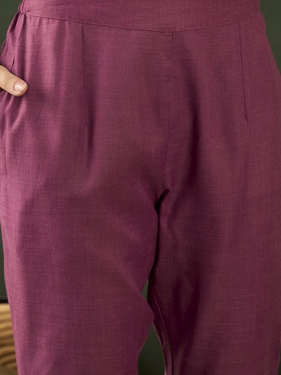 Purple Floral Embroidered Anarkali Pant With Dupatta