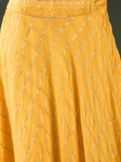 Yellow Checked Lehenga Choli With Dupatta
