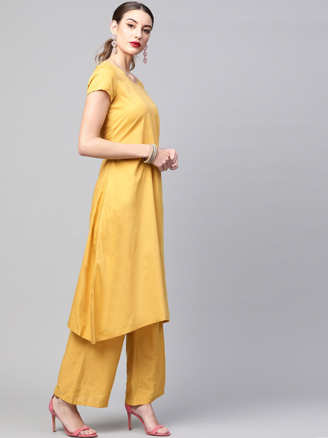 Yellow Kurta Palazzo With Dupatta