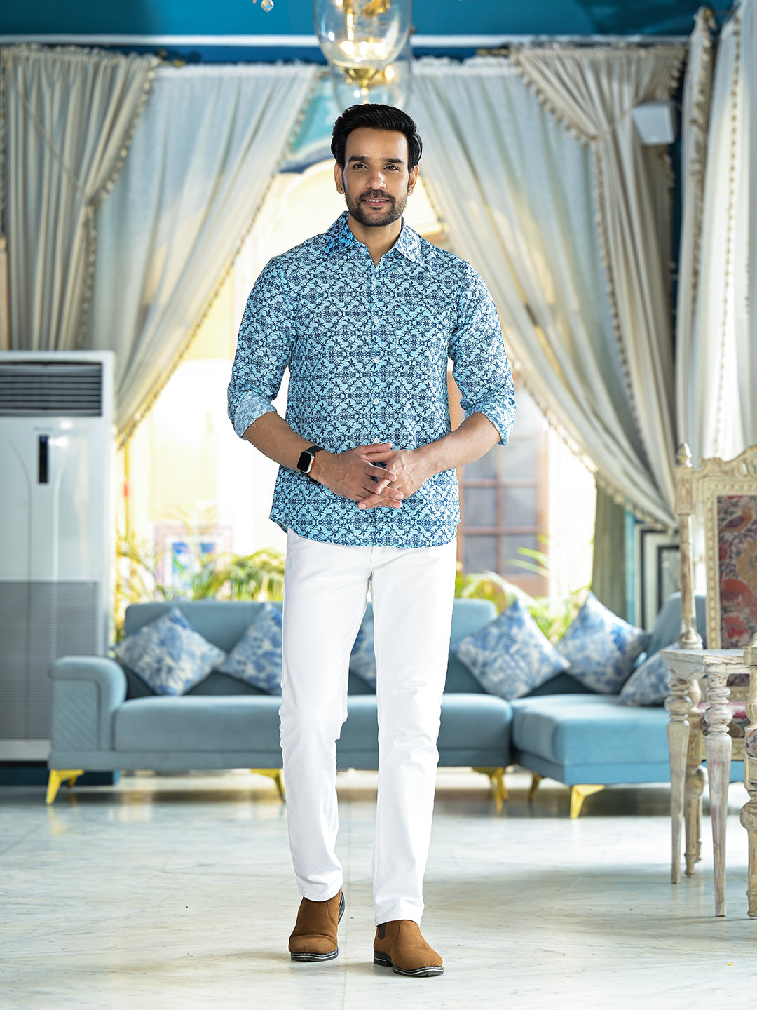 Blue Printed Shirt