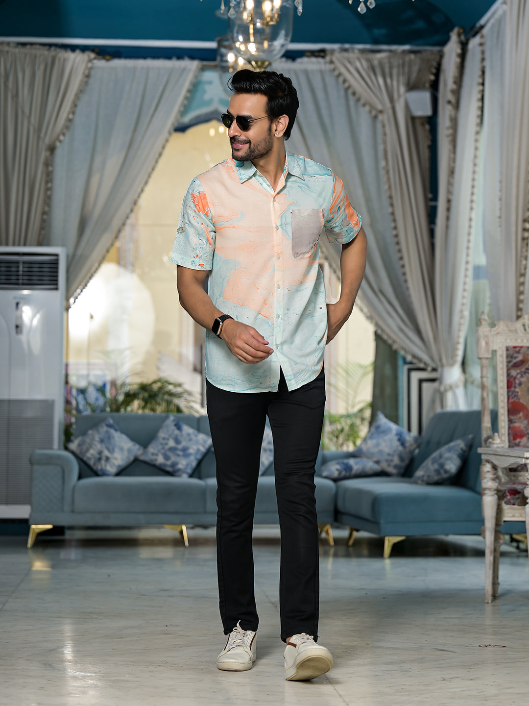 Multicolor Marble Print Shirt