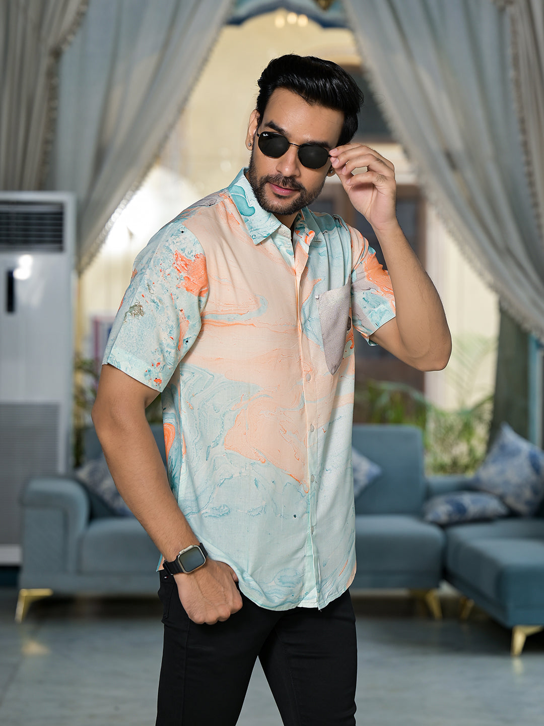 Multicolor Marble Print Shirt