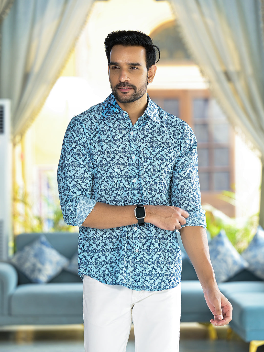 Blue Printed Shirt