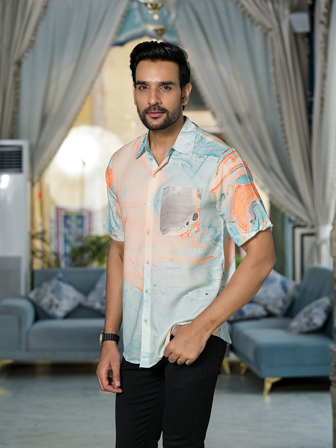 Multicolor Marble Print Shirt
