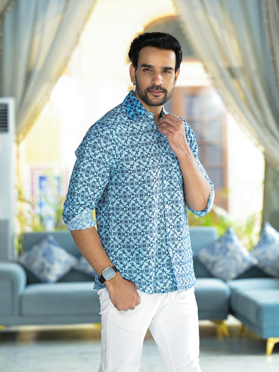 Blue Printed Shirt