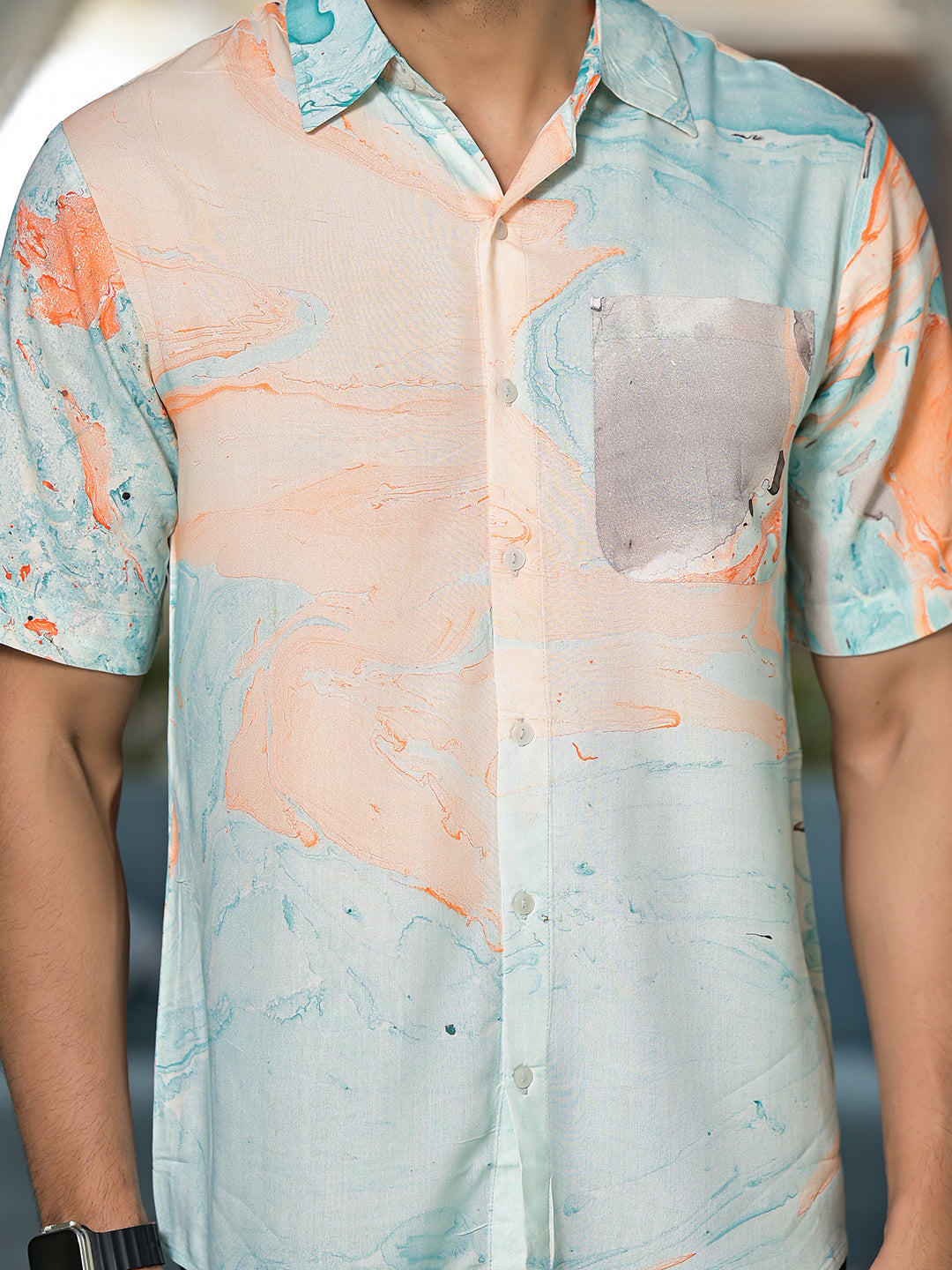 Multicolor Marble Print Shirt
