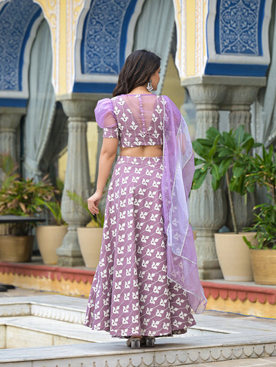 Mauve Embroidered Lehenga Choli With Dupatta