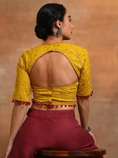 Yellow & Maroon Floral Print Kurta With Skirt