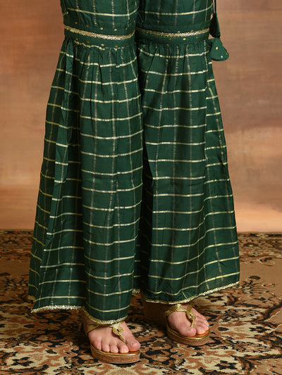 Green Embellished Straight Kurta With Palazzo