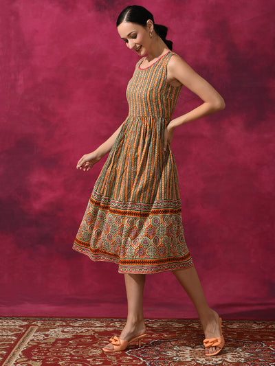 Ethnic Motif Mulmul A-line Dress