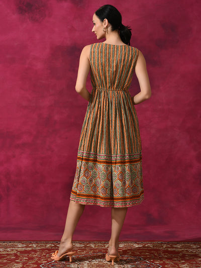 Ethnic Motif Mulmul A-line Dress