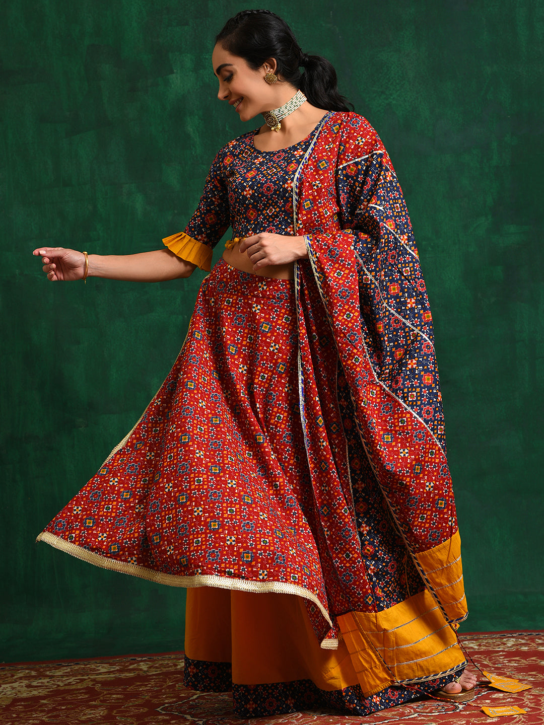 Red Patola Print Lehenga Choli With Dupatta