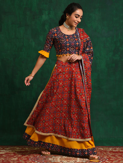 Red Patola Print Lehenga Choli With Dupatta