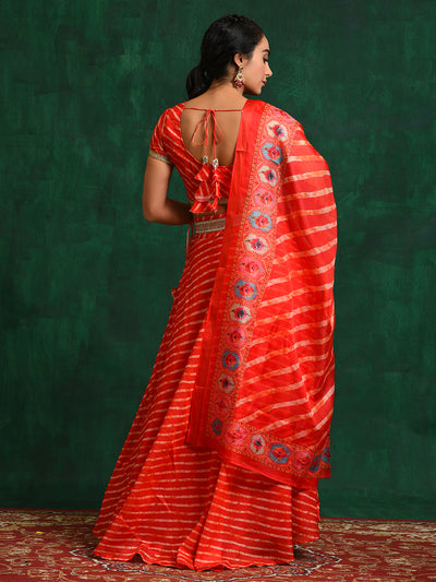 Red Embroidered Lehenga Choli With Dupatta