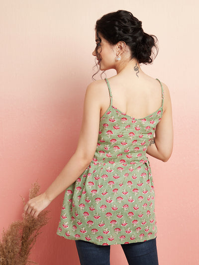 Pastel Green Floral Print Top
