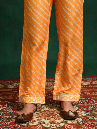 Yellow Bandhani Print Kurta Pant With Dupatta