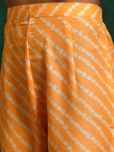 Yellow Bandhani Print Kurta Pant With Dupatta