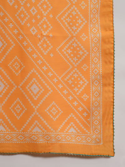 Yellow Bandhani Print Kurta Pant With Dupatta