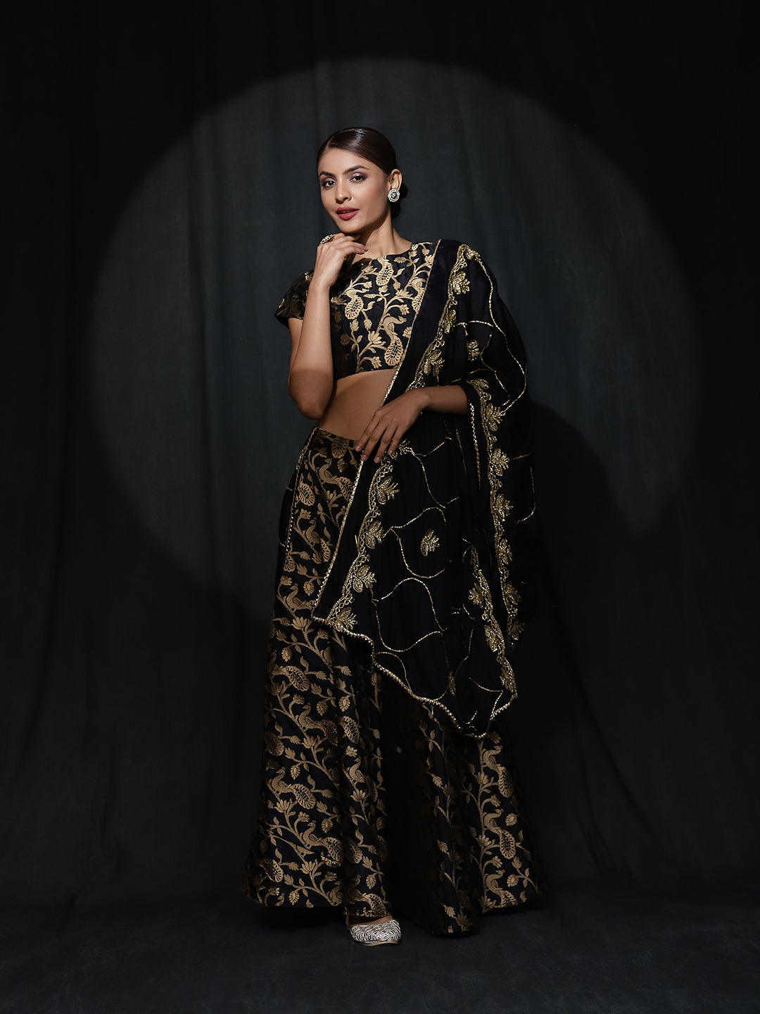 Black Jacquard Lehenga Choli With Dupatta