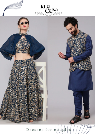 Blue Embroidered Couple Combo