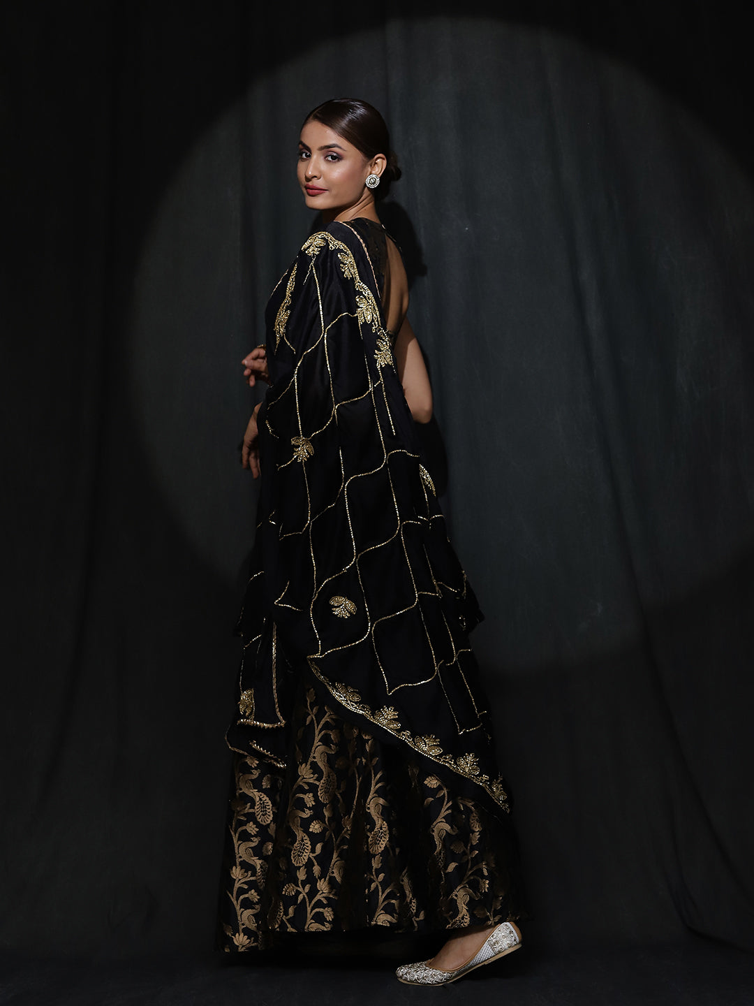 Black Jacquard Lehenga Choli With Dupatta