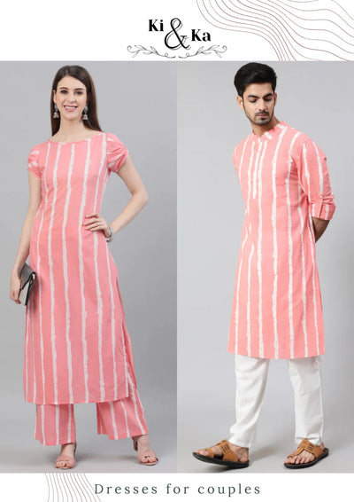 Pink & White Striped Couple Combo