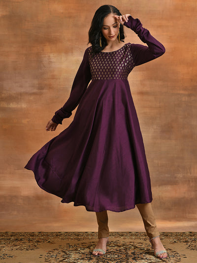 Burgundy Foil Anarkali