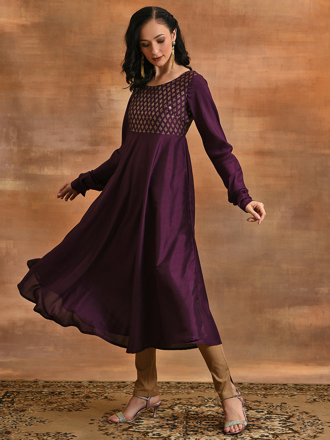 Burgundy Foil Anarkali