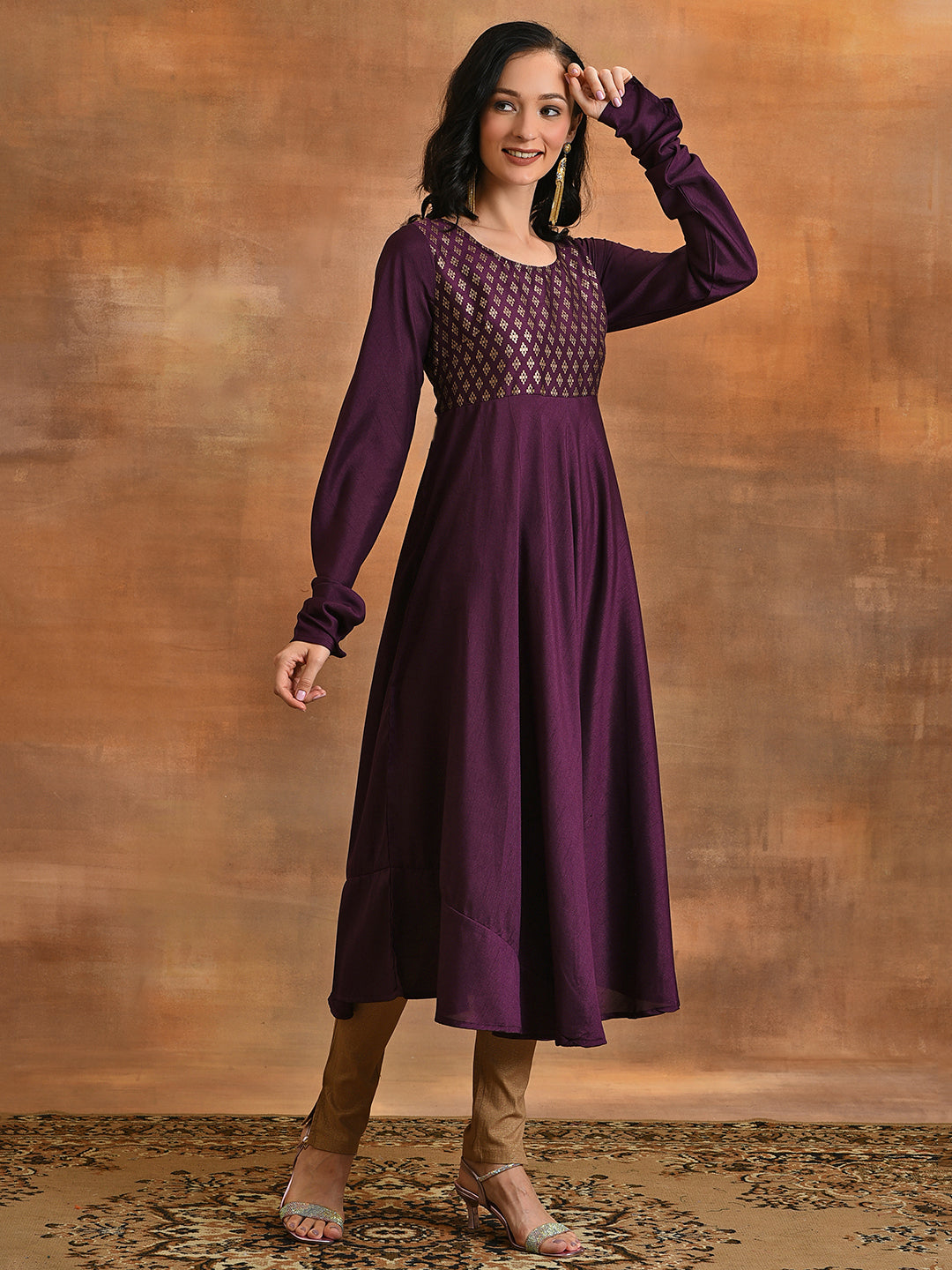 Burgundy Foil Anarkali