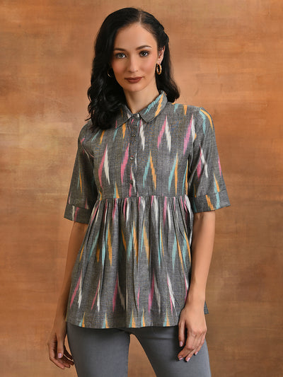 Grey Ikat Design Tunic