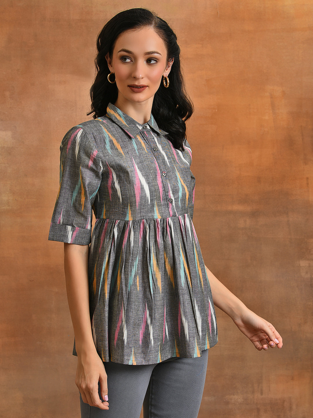 Grey Ikat Design Tunic