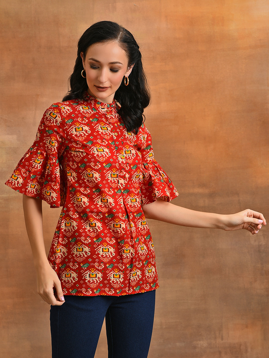 Red & Yellow Abstarct Print Tunic