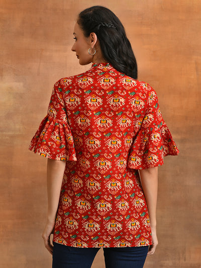 Red & Yellow Abstarct Print Tunic