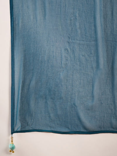 Blue Gold Printed Kurta Palazzo With Dupatta