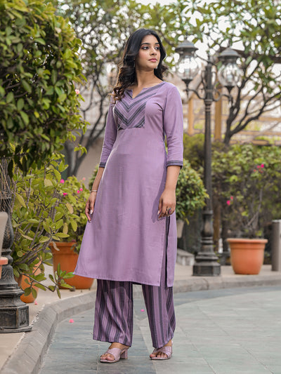 Purple yard Dyed Kurta Set