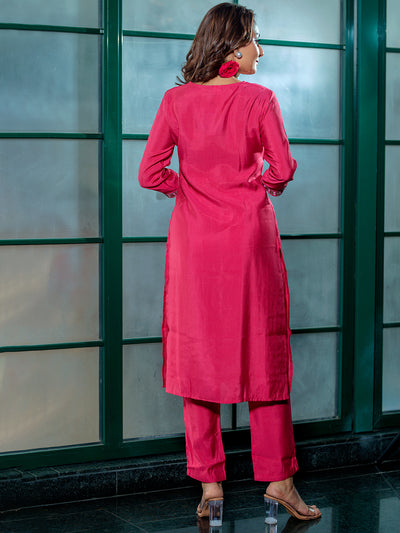 Peach Embroidered yoke Kurta Set