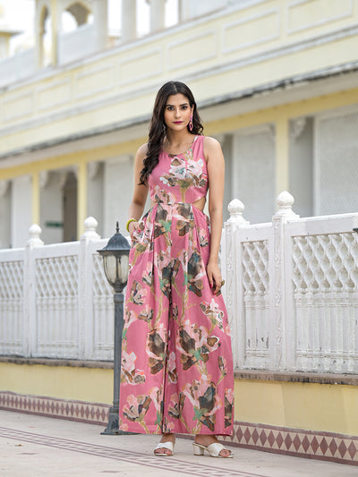 Blush Pink Blown Out Floral Jumpsuit