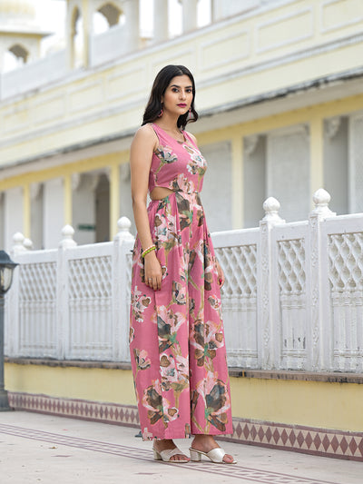 Blush Pink Blown Out Floral Jumpsuit