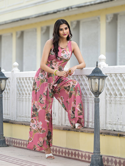 Blush Pink Blown Out Floral Jumpsuit