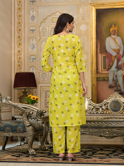 Lime Green Schiffli Kurta Set with dupatta