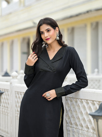 Black & Lime Snake Print Kurta Set