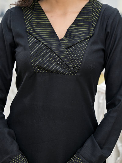 Black & Lime Snake Print Kurta Set