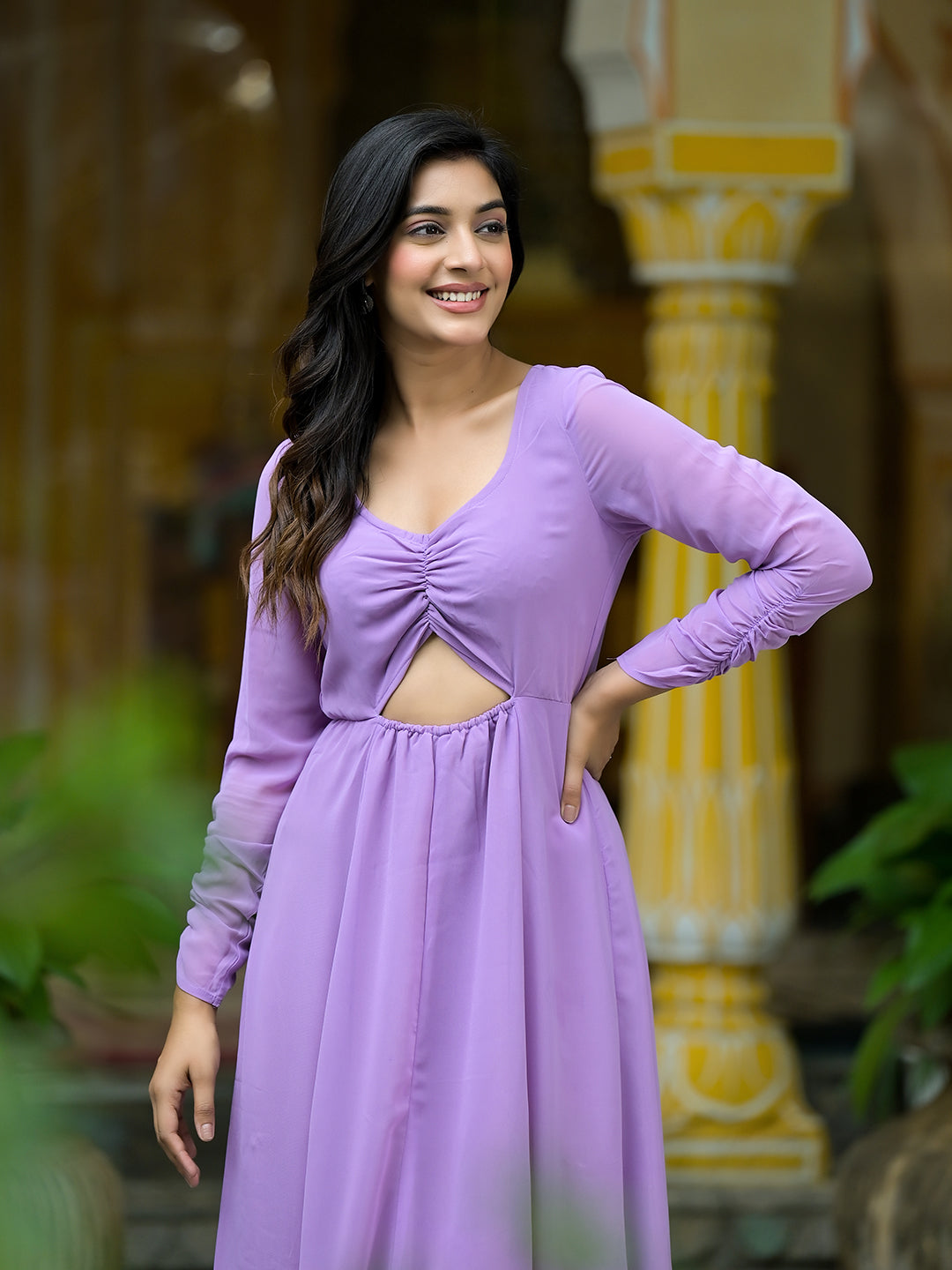 Lavender Flared Maxi Dress
